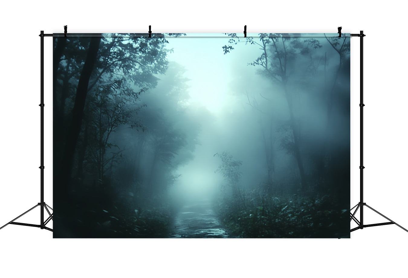 Spooky Backdrop Foggy Midnight Forest Path Halloween Backdrop UK CSH58-59
