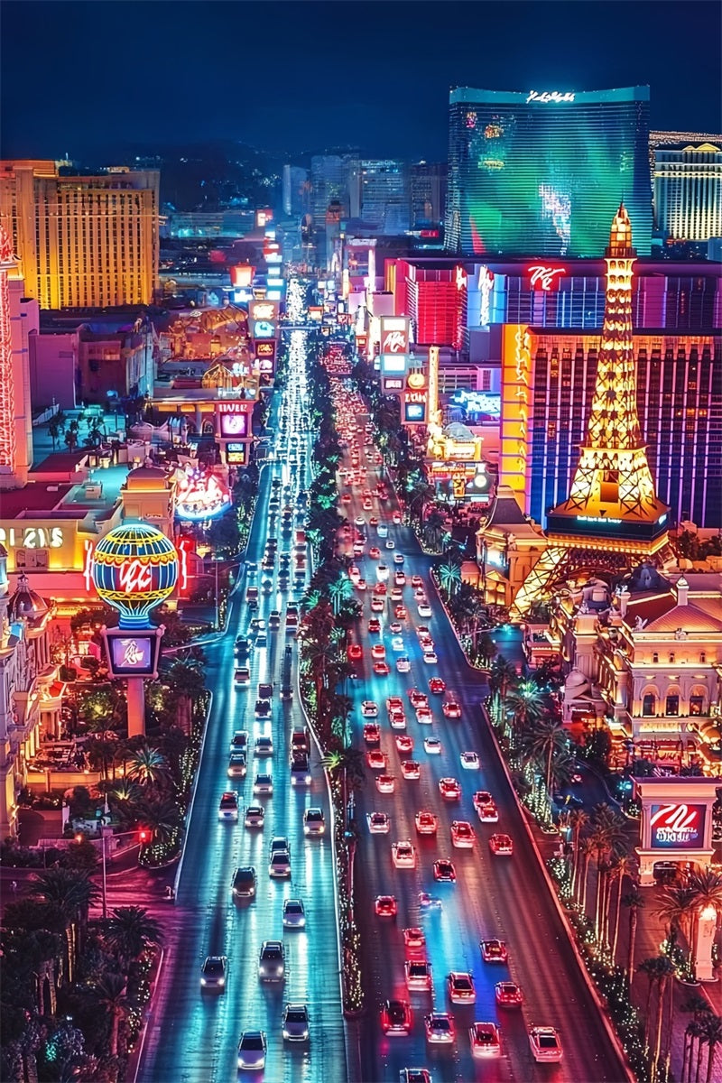 Las Vegas Backdrop City of Night Overlook Traffic Vegas Photo Backdrop UK CSH58-6