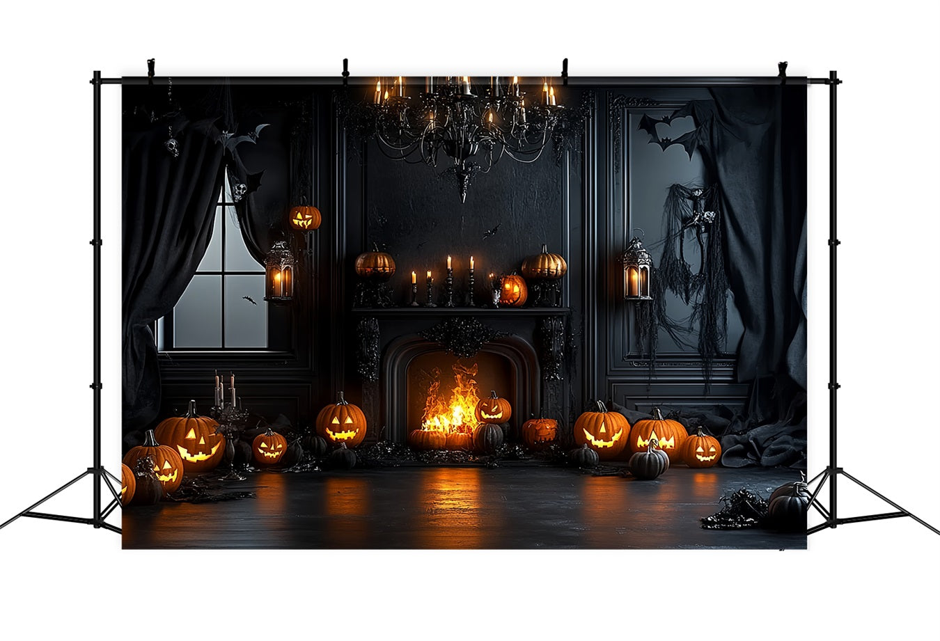 Fireplace Backdrop Pumpkin Fireplace Gothic Room Halloween Backdrop UK CSH58-66