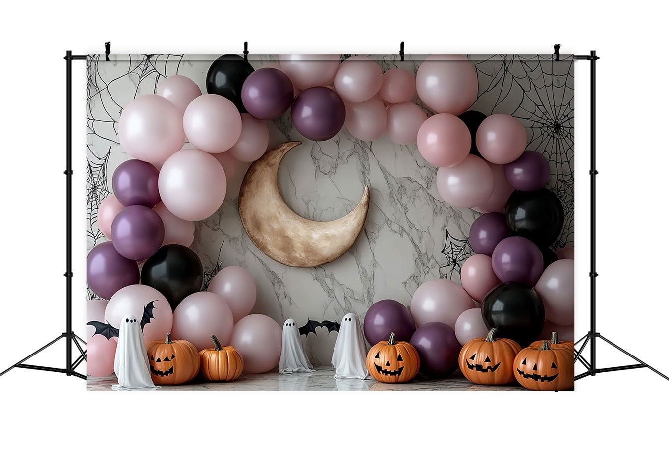 Moon Backdrop Pink Balloon Moon Arch Halloween Photo Backdrop Ideas UK CSH58-67