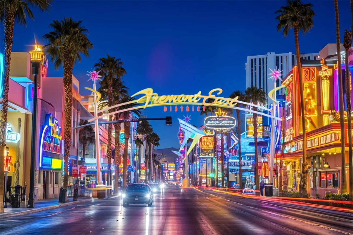 Las Vegas Backdrop Fremont East District Neon Street Las Vegas Photo backdrop UK CSH58-7