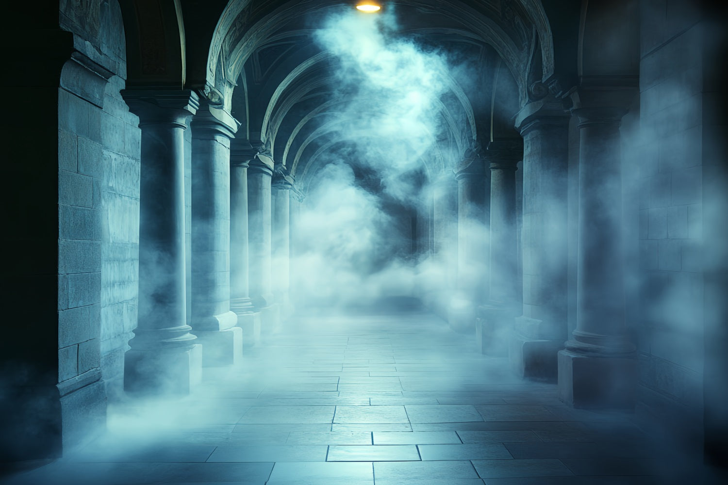 Dark Backdrop Foggy Gothic Stone Corridor Halloween Backdrop UK CSH58-74