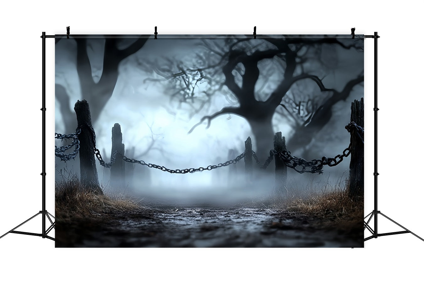 Dark Backdrop Fog Chains Haunted Path Halloween Backdrop Ideas UK CSH58-78