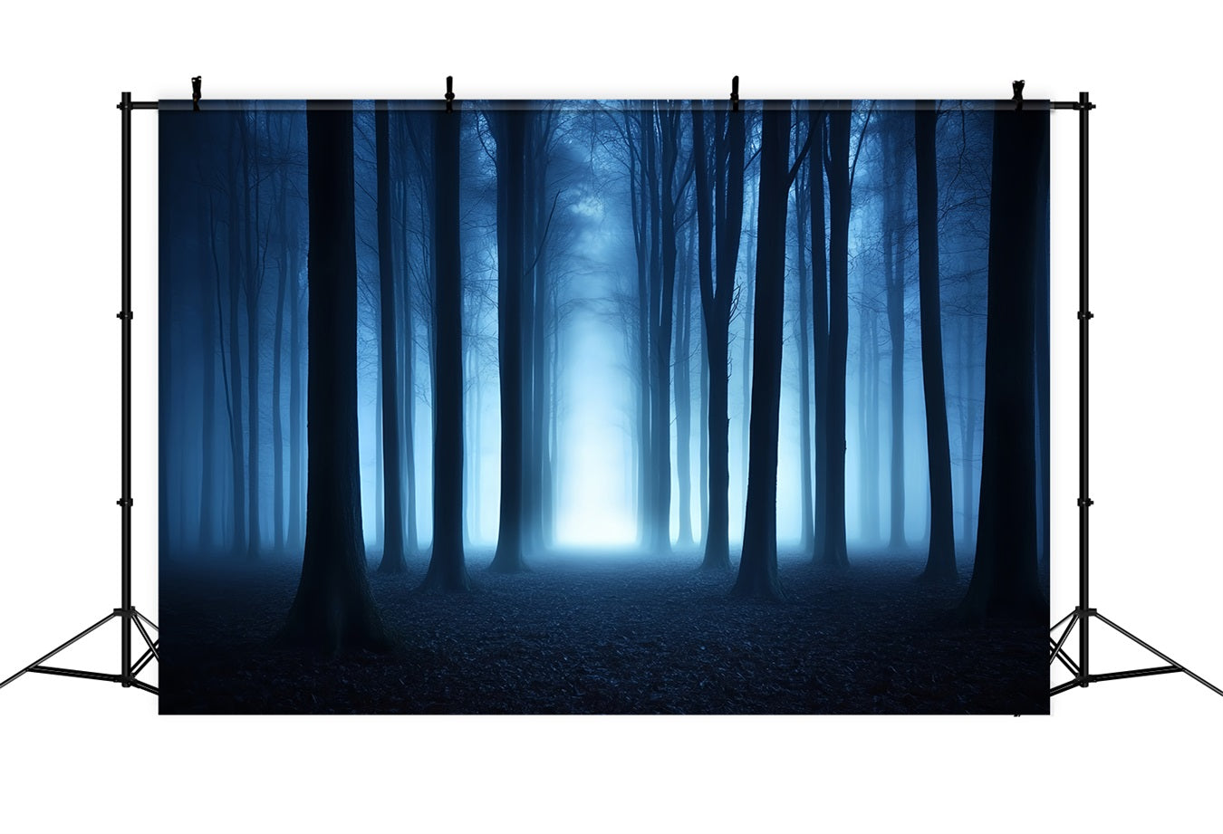 Dark Backdrop Blue Mist Dark Woods Halloween Backdrops for Photos UK CSH58-79