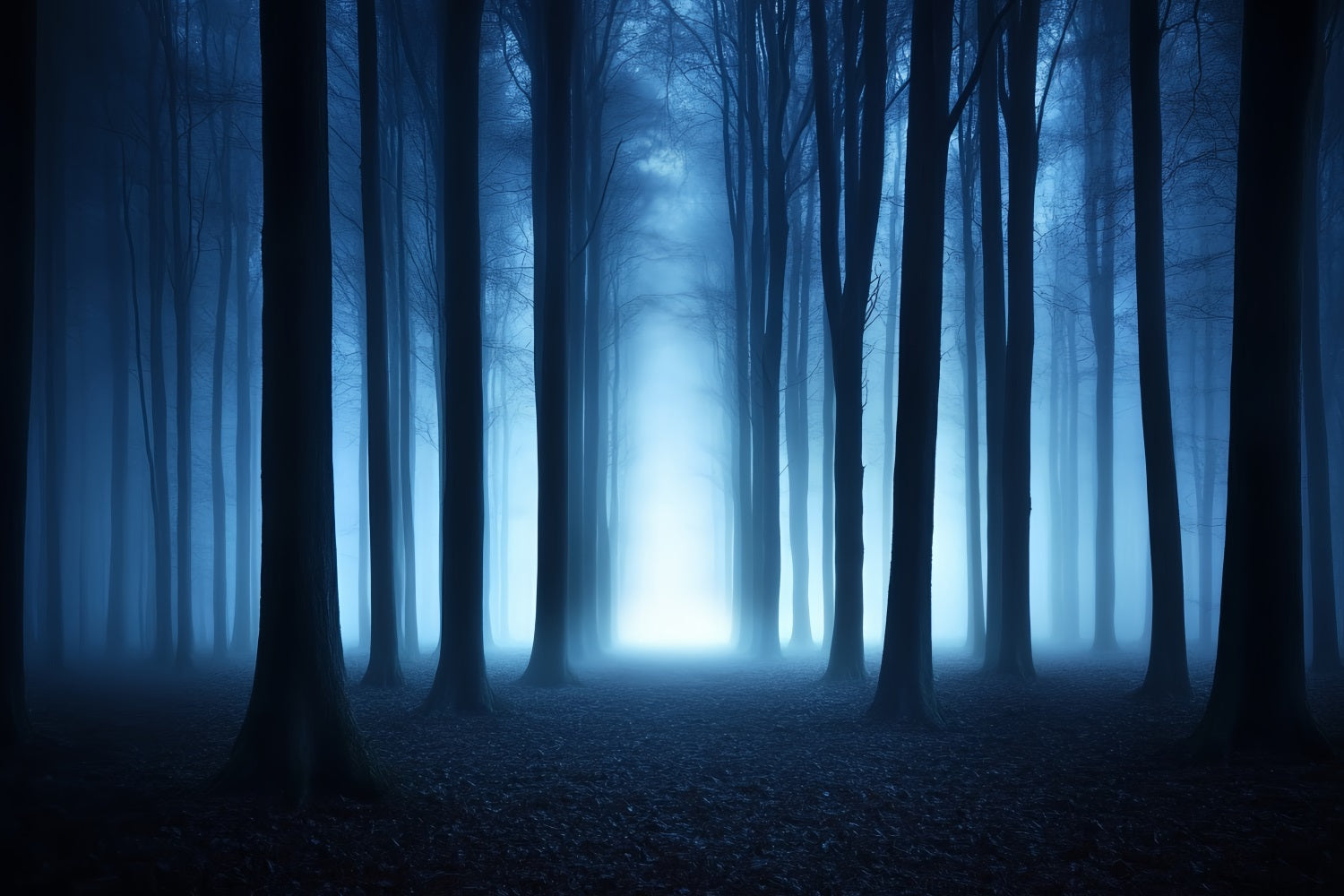 Dark Backdrop Blue Mist Dark Woods Halloween Backdrops for Photos UK CSH58-79