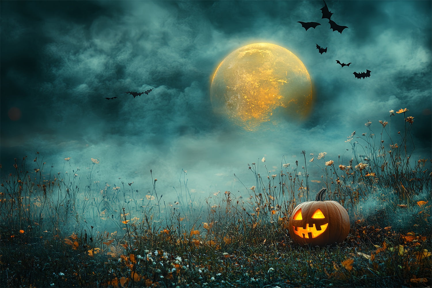 Night Sky Backdrop Pumpkin Moonlit Night Sky Halloween Backdrop UK CSH58-81