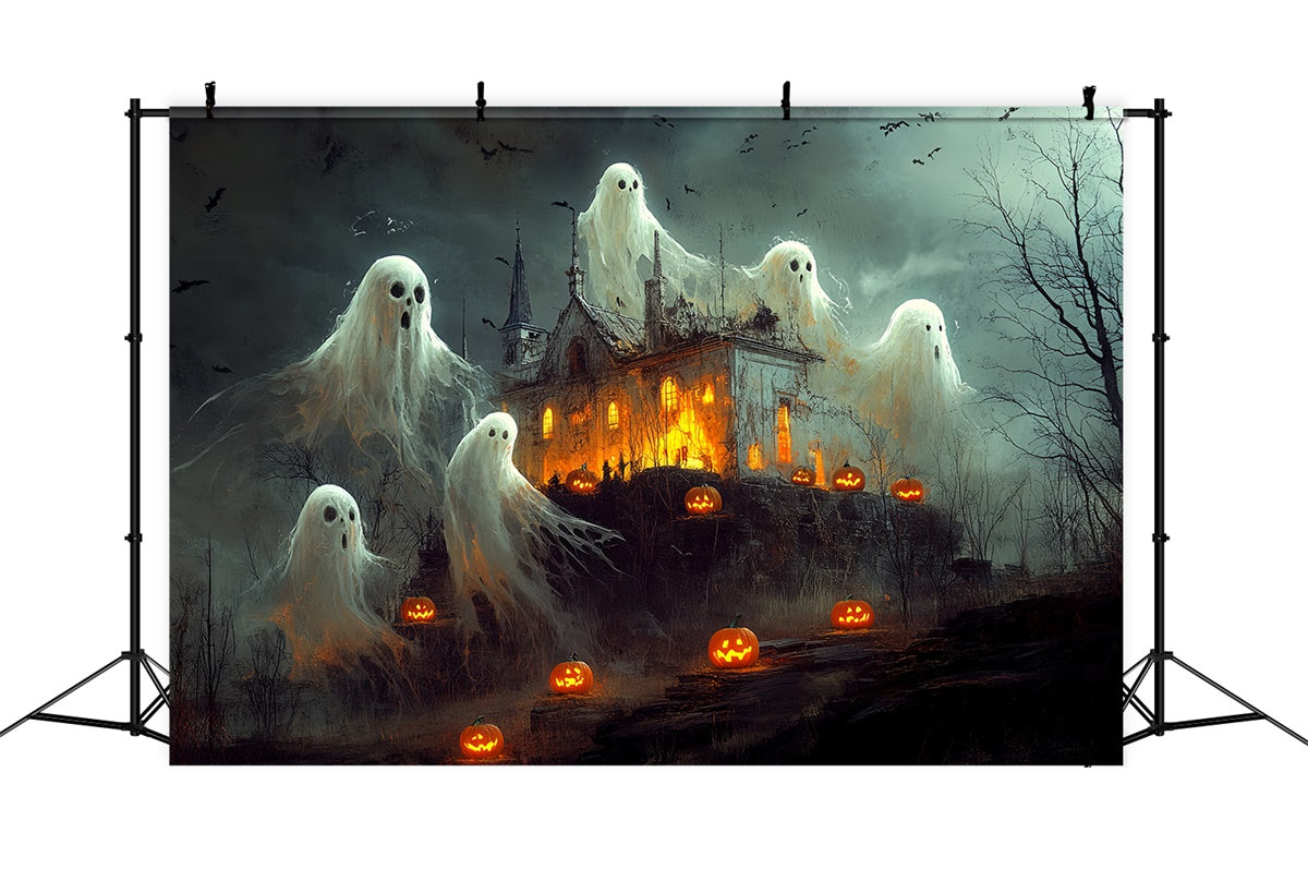 Scary Halloween Backdrop Ghost Parade Pumpkin Path Backdrop UK CSH6-101