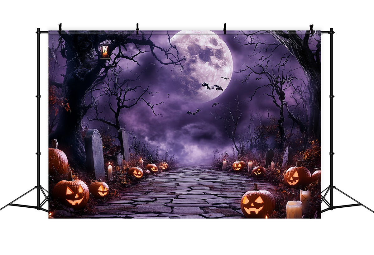 Halloween Moon Backdrop Midnight Glow Tombstone Backdrop UK CSH6-102
