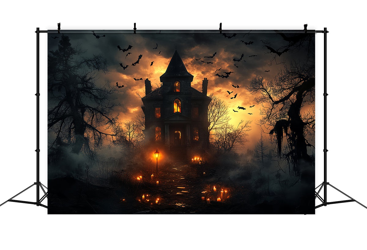Halloween Backdrop Haunted Twilight Horror House Backdrop UK CSH6-104