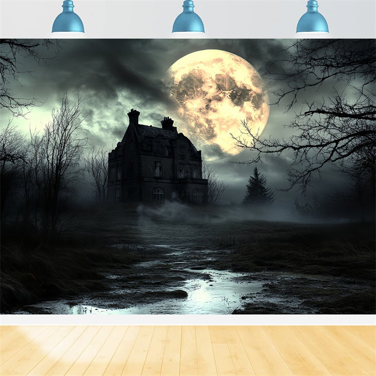 Halloween Moon Backdrop Fog Moon Horror Night Backdrop UK CSH6-105
