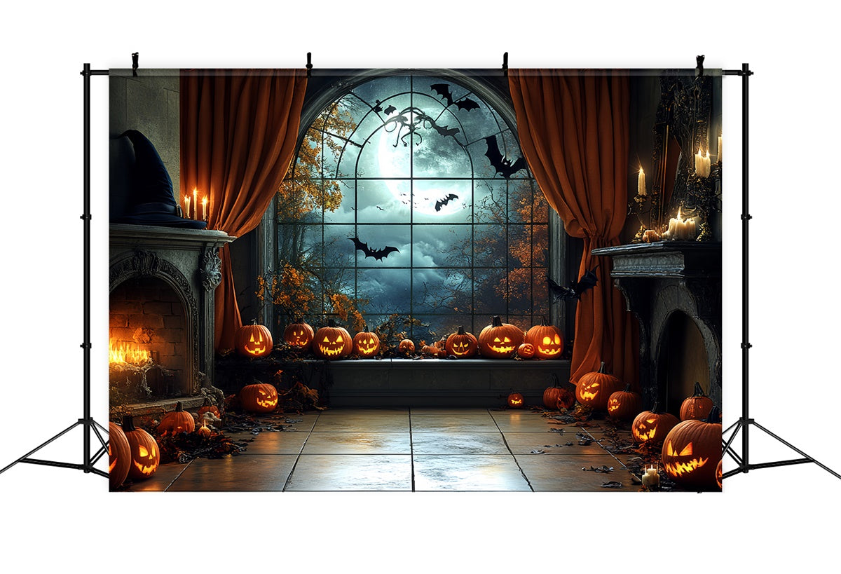 Halloween Photo Backdrop Moonlit Pumpkin Parlor Backdrop UK CSH6-106