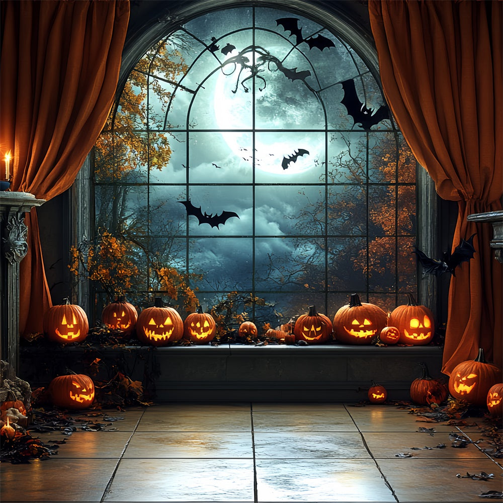 Halloween Photo Backdrop Moonlit Pumpkin Parlor Backdrop UK CSH6-106