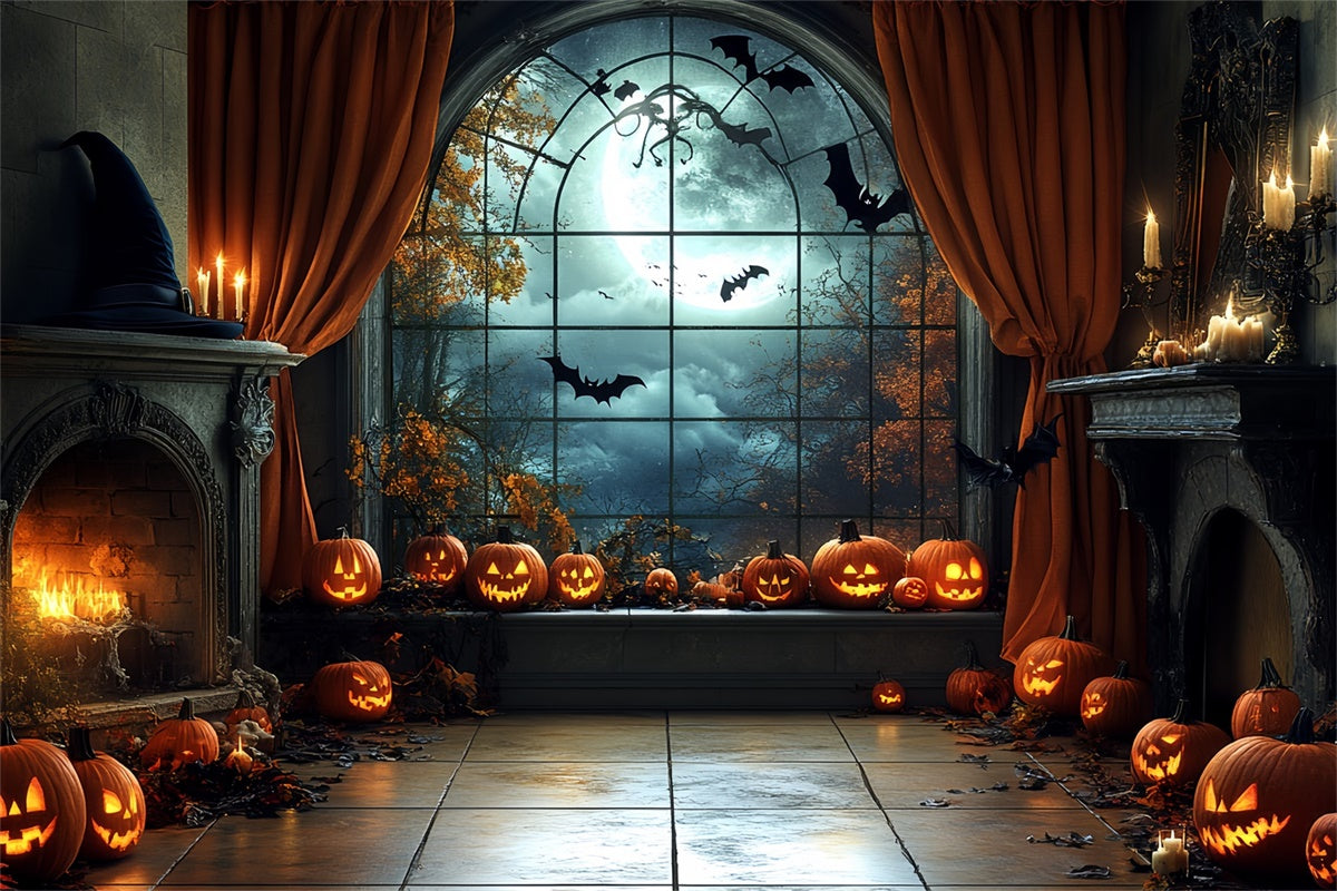 Halloween Photo Backdrop Moonlit Pumpkin Parlor Backdrop UK CSH6-106