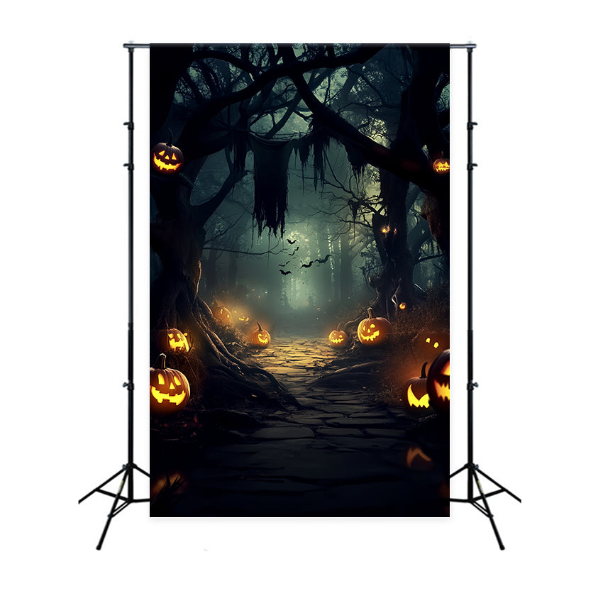 Spooky Forest Backdrop Haunted Pumpkin Trail Halloween Backdrop UK CSH6-109