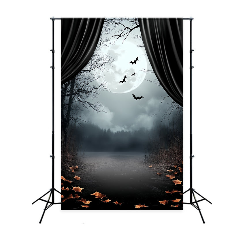 Halloween Moon Backdrop Moonlit Curtain Shadows Backdrop UK CSH6-110