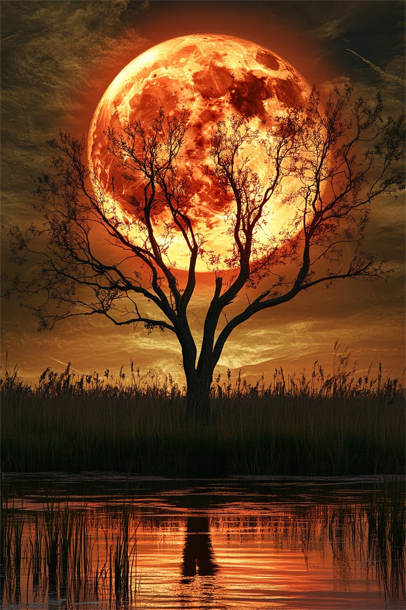 Halloween Moon Backdrop Crimson Moon Willow Backdrop UK CSH6-112