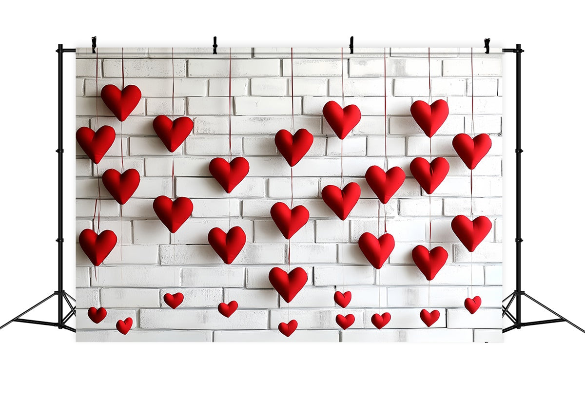 Valentine's Backdrop Minimalist Red Heart Brick Wall Backdrop UK CSH6-132