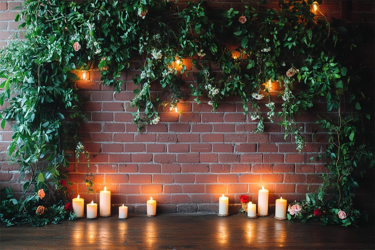 Red Brick Backdrop Candlelit Ivy Romance Backdrop UK CSH6-134