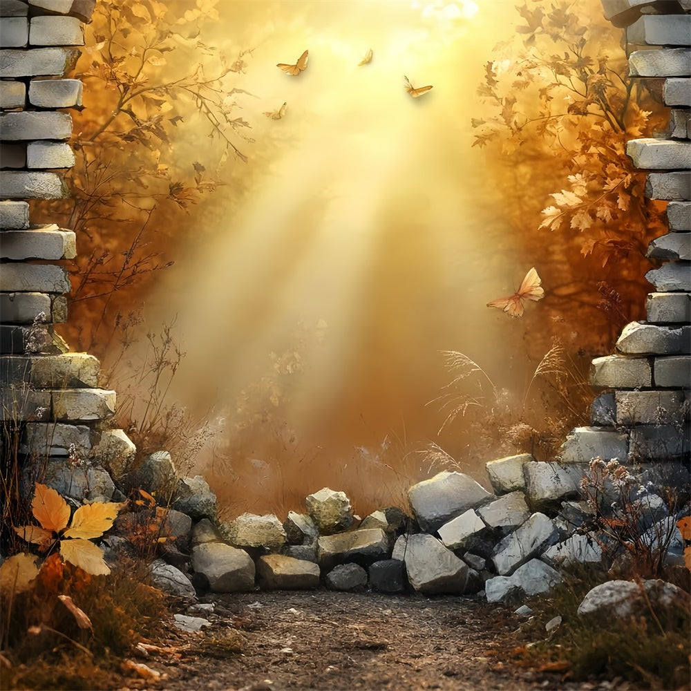 Autumn Backdrop Fall Butterfly Scene Brick Backdrops UK CSH6-136