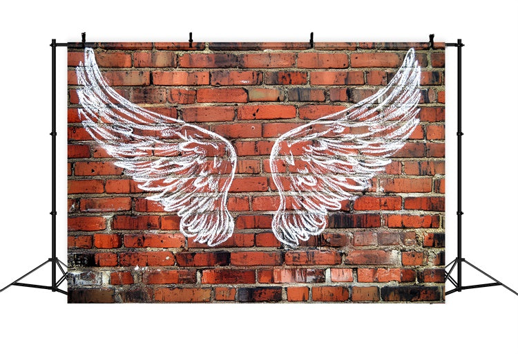 Red Brick Backdrop Angel Wings Street Art Backdrop UK CSH6-139