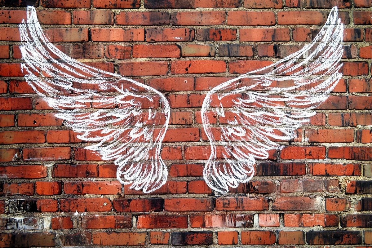 Red Brick Backdrop Angel Wings Street Art Backdrop UK CSH6-139
