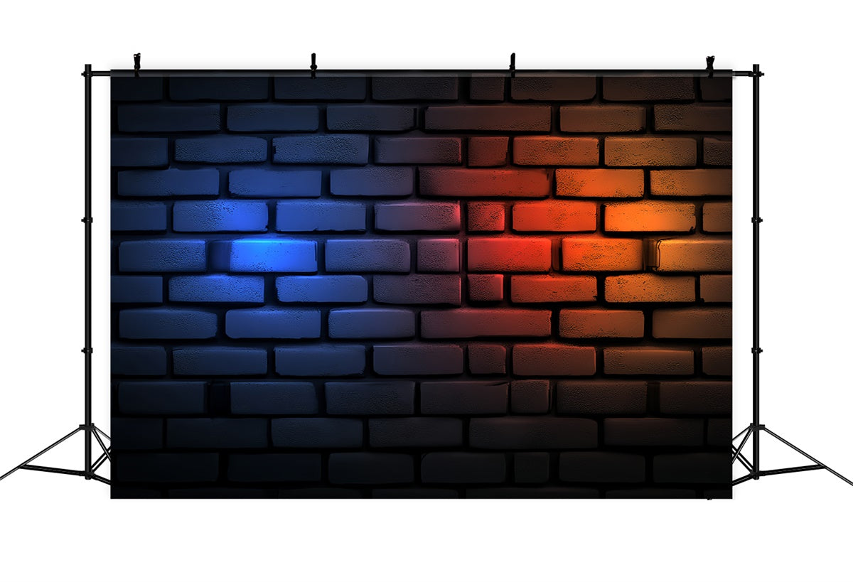 Brick Wall Photo Backdrop Red Blue Glow Urban Backdrop UK CSH6-143