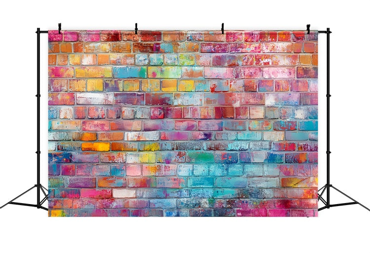 Brick Photo Backdrop Color Splash Graffiti Wall Backdrop UK CSH6-150