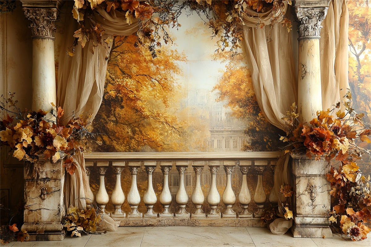Fall Photo Backdrop Vintage Balcony Elegance Backdrop UK CSH6-187