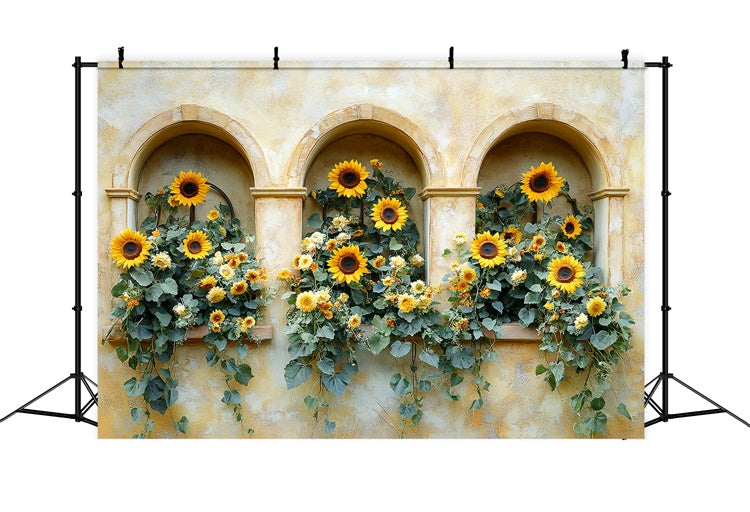 Autumn Photo Backdrop Sunny Archway Sunflower Backdrop UK CSH6-188