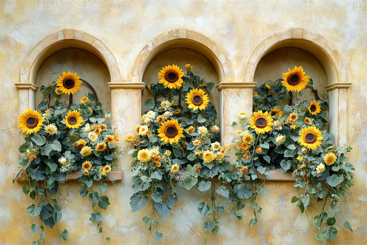 Autumn Photo Backdrop Sunny Archway Sunflower Backdrop UK CSH6-188
