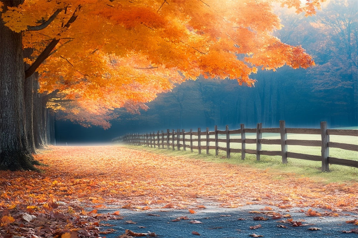 Forest Photography Backdrop Rustic Fence Trail Fall Backdrop UK CSH6-195