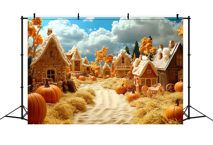 Fall Backdrop For Photos Pumpkin Cottage Lane Backdrop UK CSH6-197