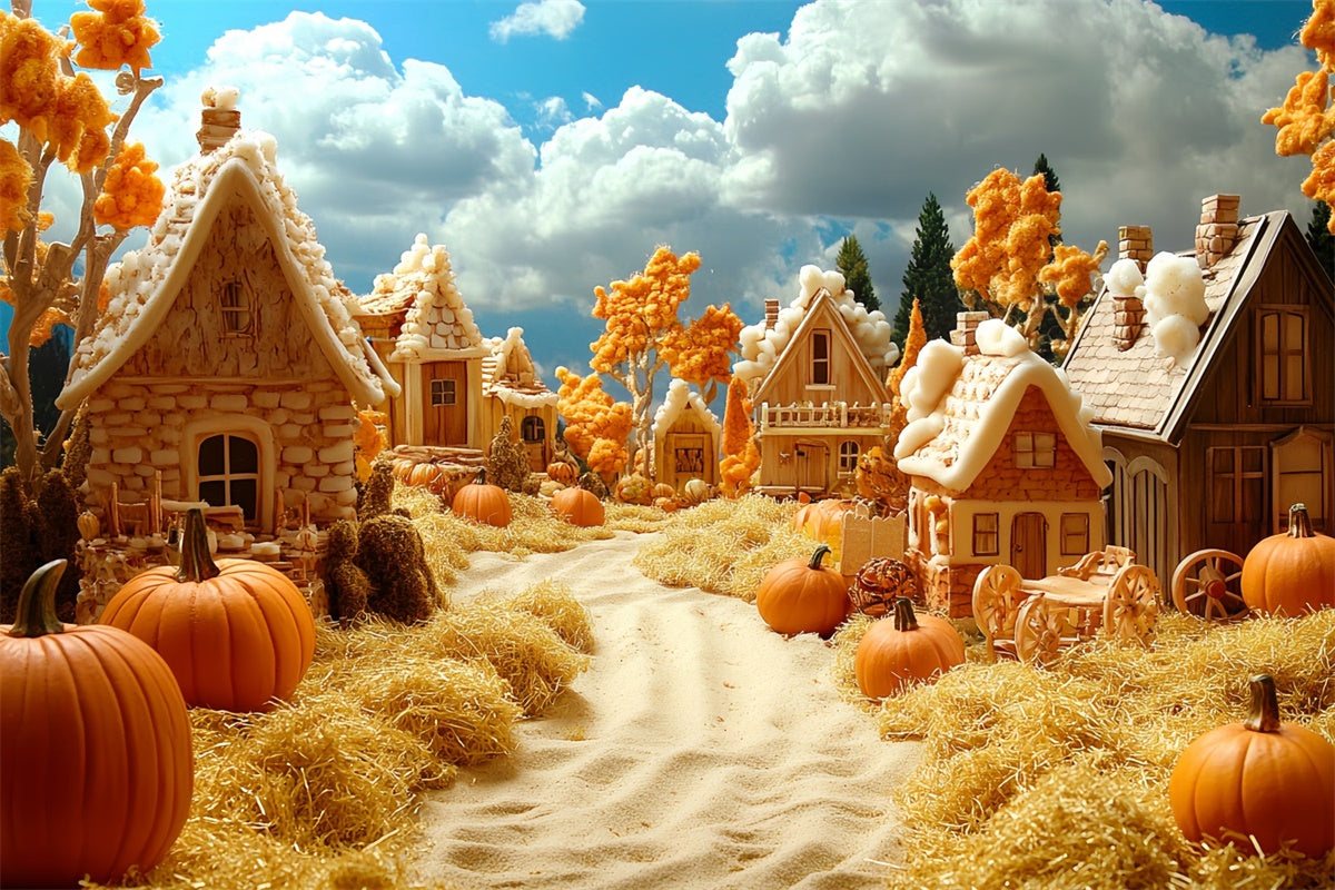 Fall Backdrop For Photos Pumpkin Cottage Lane Backdrop UK CSH6-197