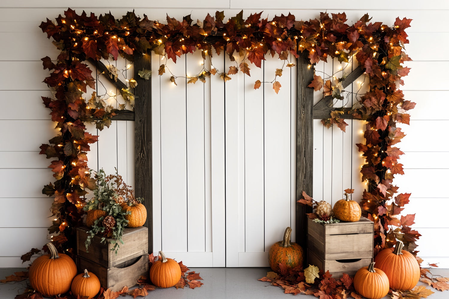 Autumn Photography Backdrops Fall Porch Garland Backdrop UK CSH6-198