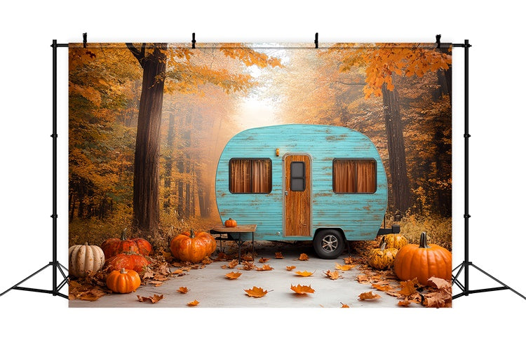 Forest Photo Backdrop Pumpkin Forest Camper Fall Backdrops UK CSH6-200