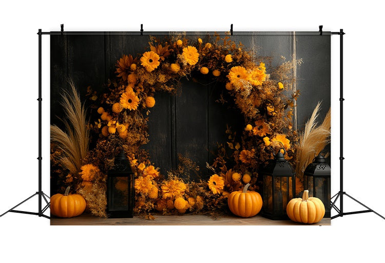 Fall Photo Backdrops Golden Harvest Wreath Backdrop UK CSH6-202