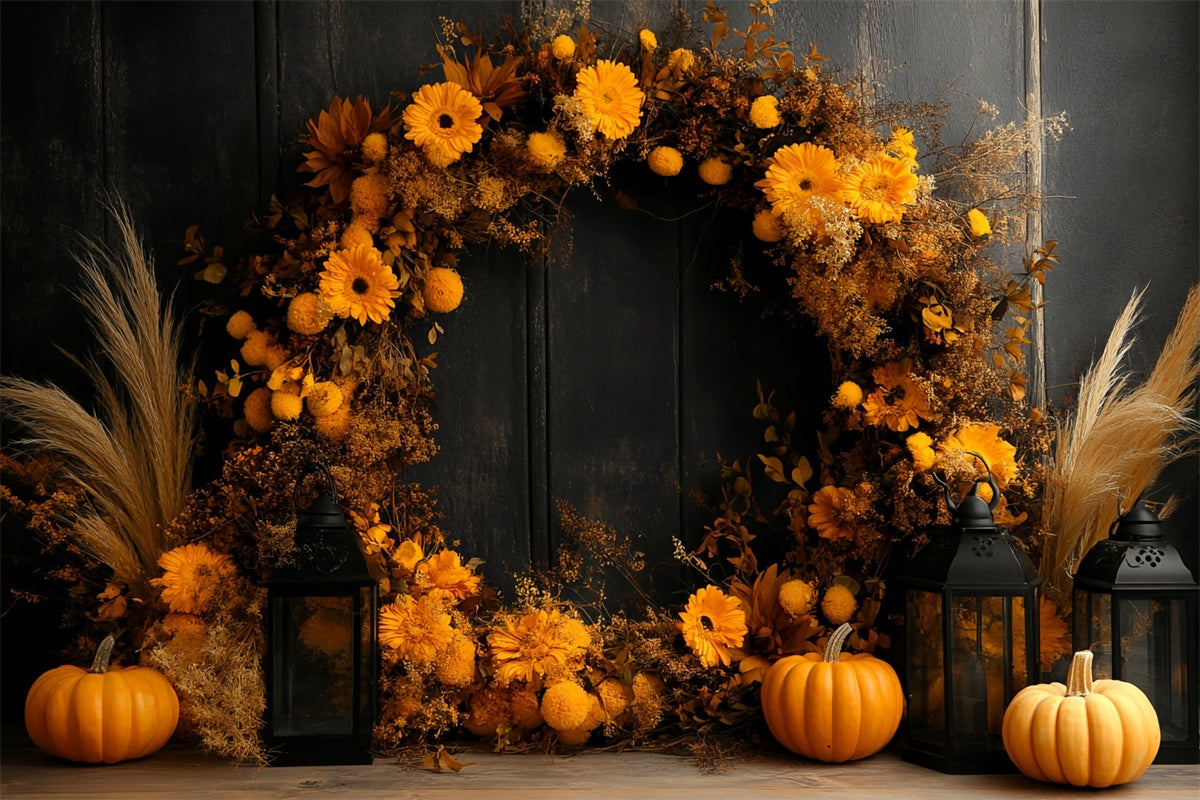 Fall Photo Backdrops Golden Harvest Wreath Backdrop UK CSH6-202