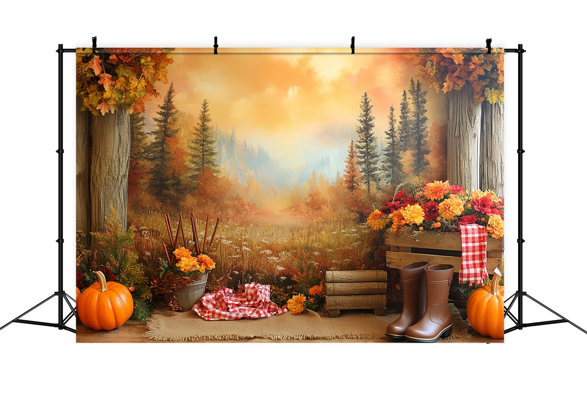 Forest Backdrops Mountain View Pumpkin Autumn Backdrops UK CSH6-205