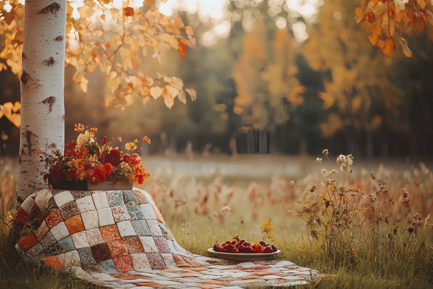 Fall Forest Backdrop Country Picnic Time Backdrop UK CSH6-207
