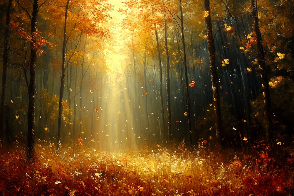 Forest Photography Backdrop Sunlit Woodland Fall Backdrops UK CSH6-208