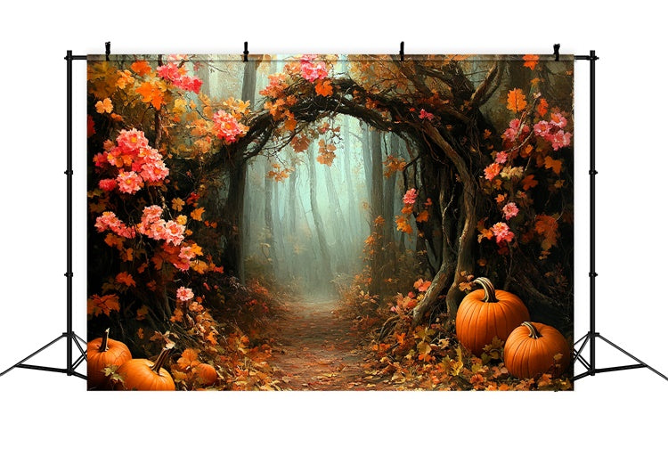 Forest Backdrop Pumpkin Trail Archway Autumn Backdrop UK CSH6-209