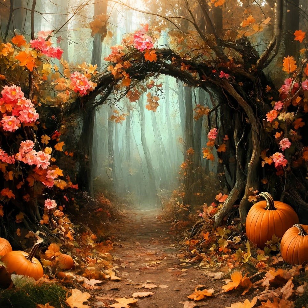 Forest Backdrop Pumpkin Trail Archway Autumn Backdrop UK CSH6-209