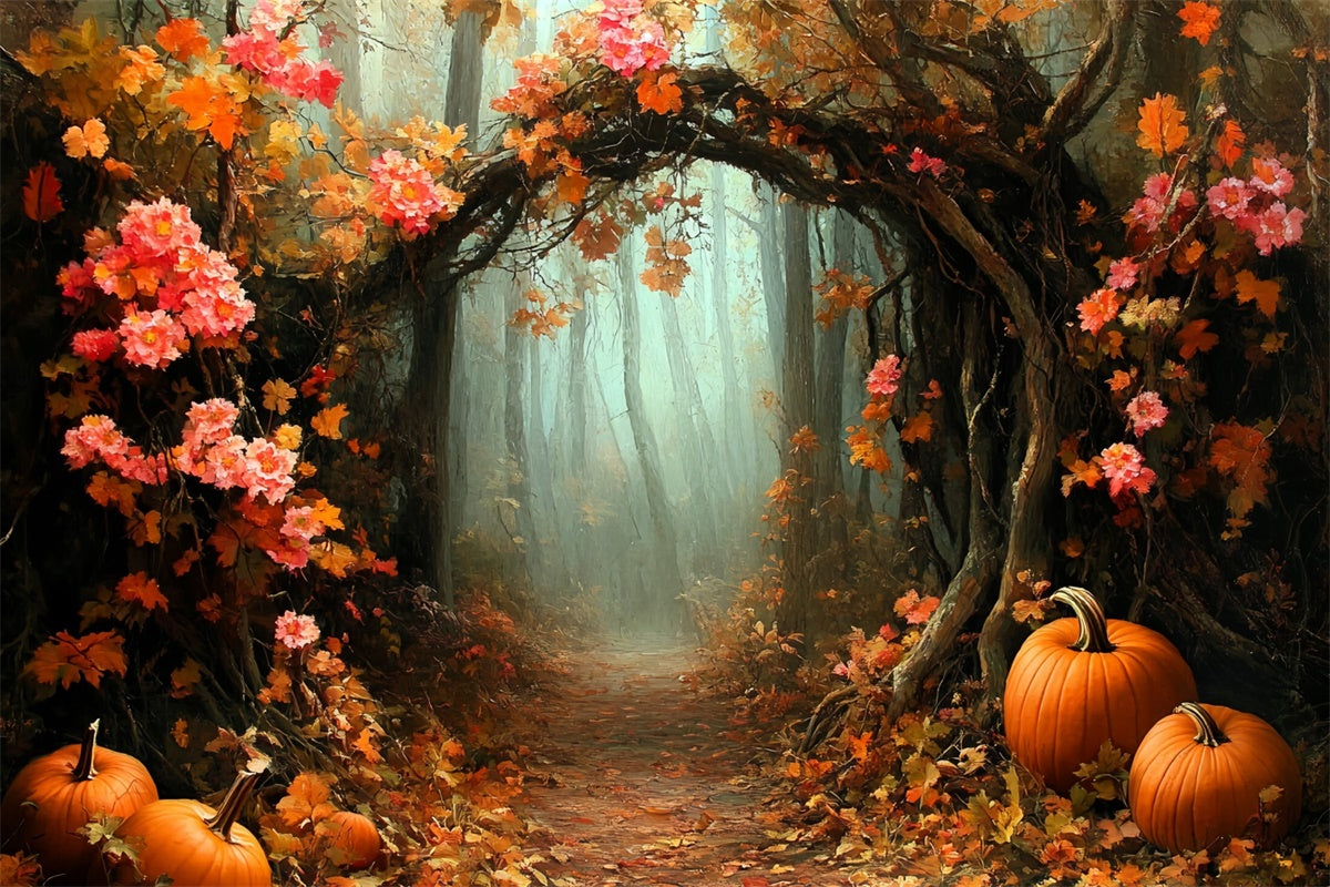 Forest Backdrop Pumpkin Trail Archway Autumn Backdrop UK CSH6-209