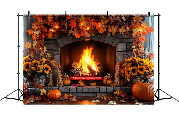 Fall Photo Backdrops Rustic Warmth Fireplace Backdrop UK CSH6-212