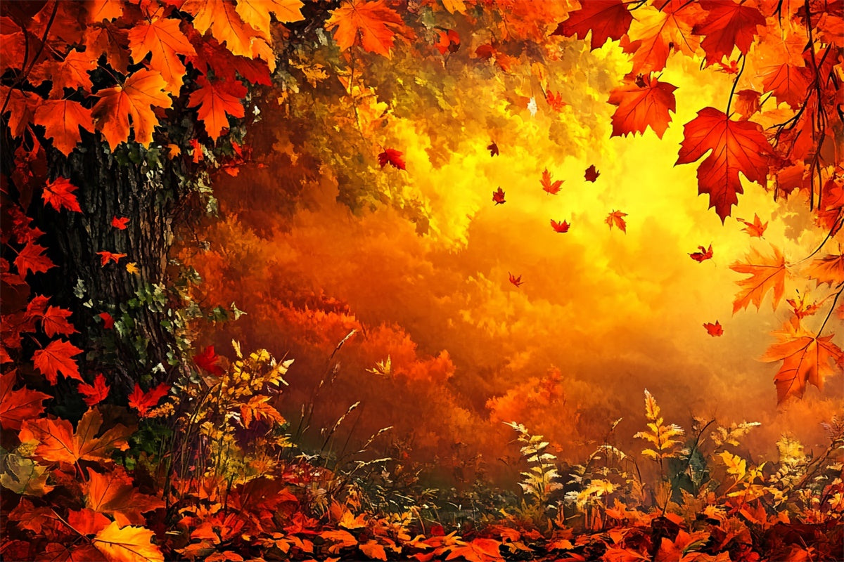 Autumn Leaves Backdrop Dancing Leaves Fantasy Backdrop UK CSH6-213