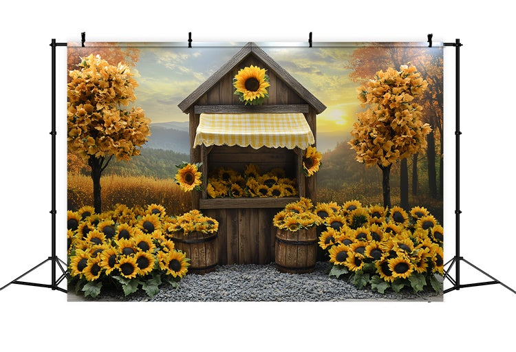 Fall Backdrops Sunflower Cottage Rustic Backdrop UK CSH6-214