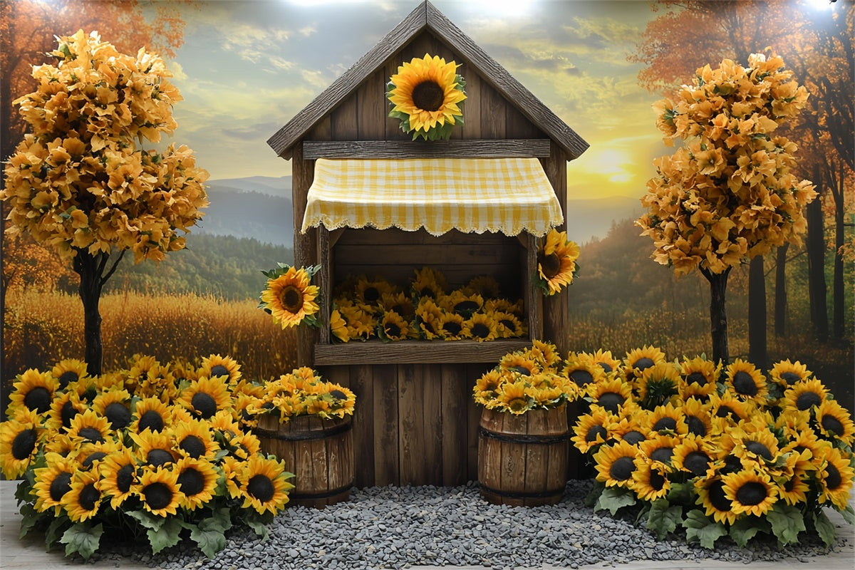 Fall Backdrops Sunflower Cottage Rustic Backdrop UK CSH6-214