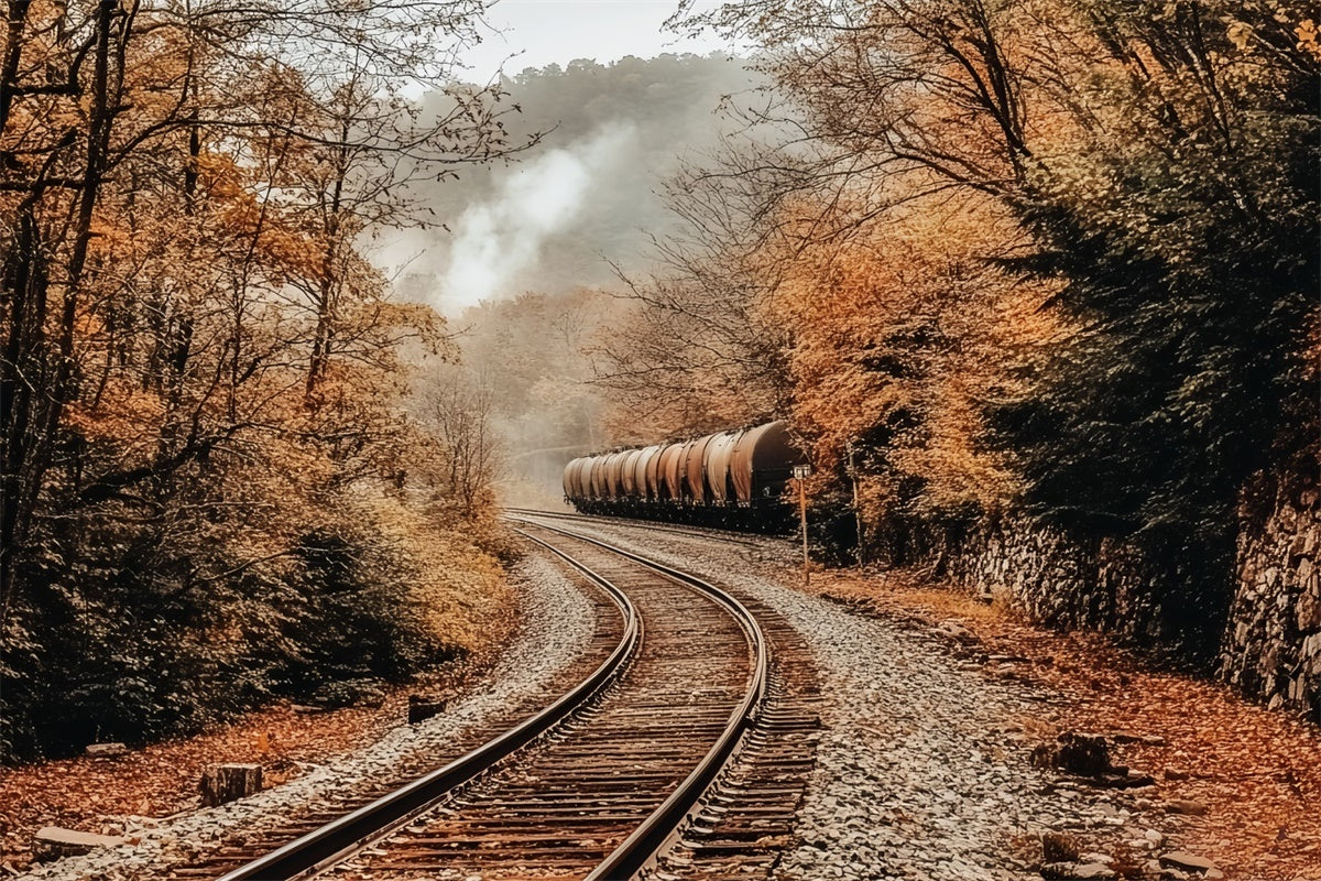 Forest Photo Backdrop Woodland Railway Charm Fall Backdrop UK CSH6-215