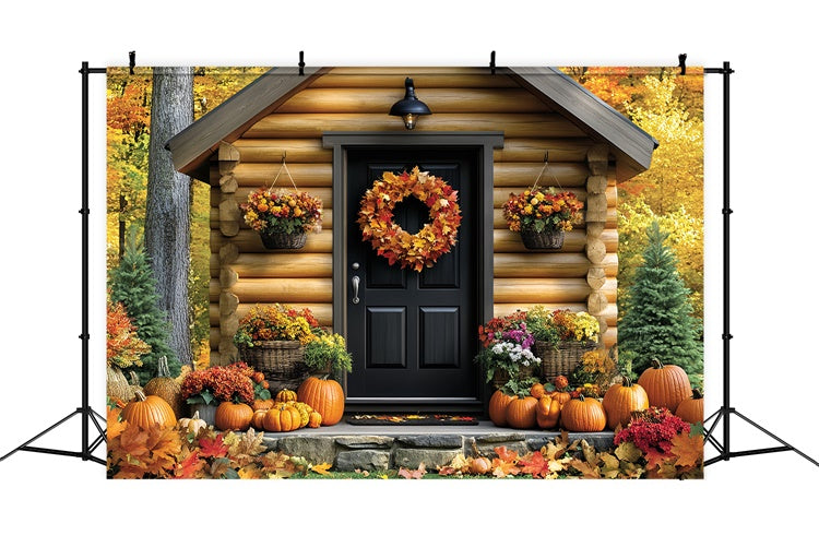 Fall Backdrop For Pictures Cozy Cabin Entrance Backdrop UK CSH6-217