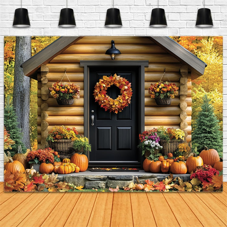 Fall Backdrop For Pictures Cozy Cabin Entrance Backdrop UK CSH6-217